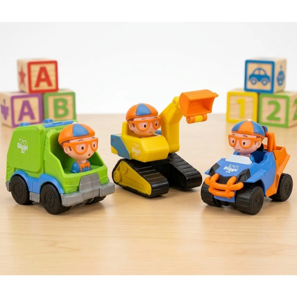 Blippi Mini Vehicles Lot of 3 - Excavator, Garbage Truck & Blippi Mobile 2019